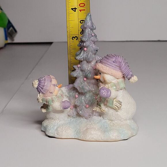 HOME INTERIORS Snowman Gifts Around Tree Figurine 4x3 inches - Picture 6 of 9